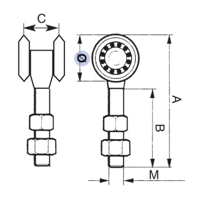 Carrello fisso 2 cuscinetti mm.54