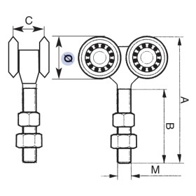 Carrello fisso 4 cuscinetti mm.44