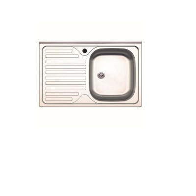 LAVELLO APPOGGIO INOX 1 VASCA DX + GOCCIOLATOIO SX 80 CM