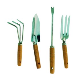 SET 4 ATTREZZINI DA GIARDINO MANICO LEGNO IMP19660