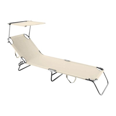 LETTINO IN ACCIAIO RIMINI C/PARASOLE ECRU E