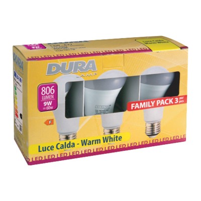 LED GOCCIA 9W E27 806 LM 3000K CALDA 3 PZ