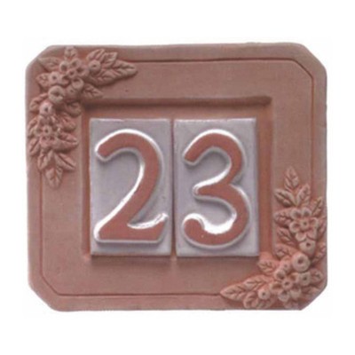 PORTANUMERO IN TERRACOTTA 2 POSTI 18X16 CM