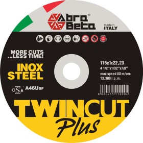 ABRABETA DISCO P/FERRO TWIN CUT PLUS 115X1,0 MM