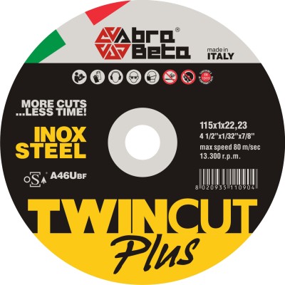 ABRABETA DISCO P/FERRO TWIN CUT PLUS 115X1,0 MM
