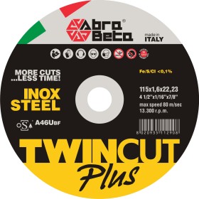 ABRABETA DISCO P/FERRO TWIN CUT PLUS 115X1,6 MM