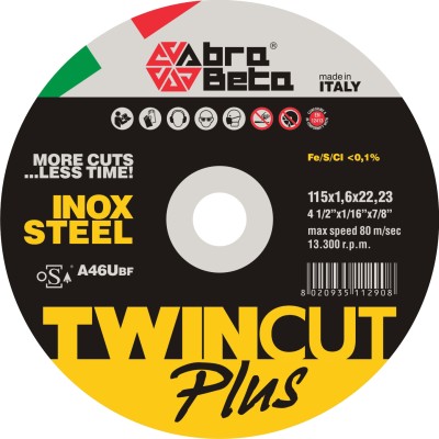 ABRABETA DISCO P/FERRO TWIN CUT PLUS 115X1,6 MM