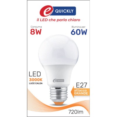 Lamp.goccia a60 led e27 8w 3000k