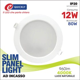 Slim panel 12w 4000k tondo incasso