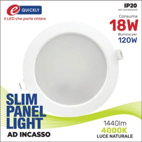 Slim panel 18w 4000k tondo incasso