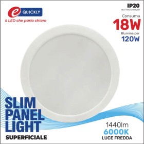 Slim panel 18w 6000k tondo superf.