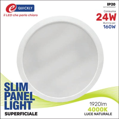 Slim panel 24w 4000k tondo superf.