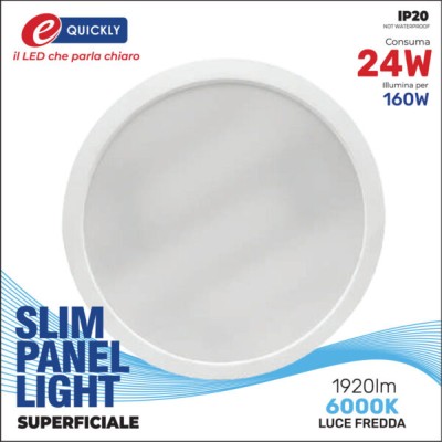 Slim panel 24w 6000k tondo superf.