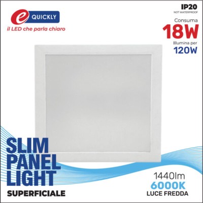 Slim panel 18w 6000k quadr.superf.