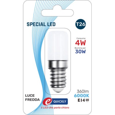 Lampadina led t26 e14 4w 6000k