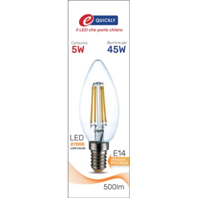 Lamp.candela led fil.e14 5w 2700k
