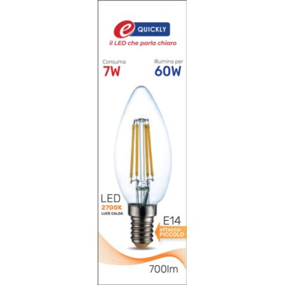 Lamp.candela led fil.e14 7w 2700k