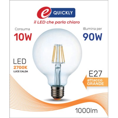 Lamp.globo led fil.e27 10w 2700k