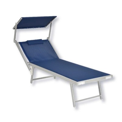 Lettino alluminio texilene lido con cuscino colore dark/blu