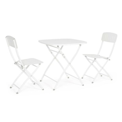 Set Bistrot Yvonne 3 pezzi (1 tavolo + 2 sedie) bianco