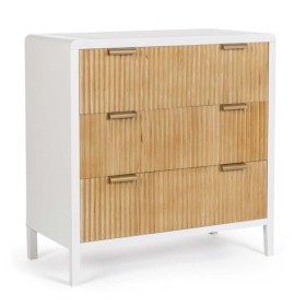 Mobile Cassettiera 3 cassetti Charley col.bianco - naturale 80X40X82H
