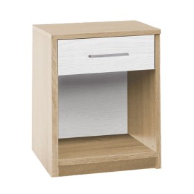 Comodino 1 cassetto rovere nordico bianco alpino cm.43x39x48h