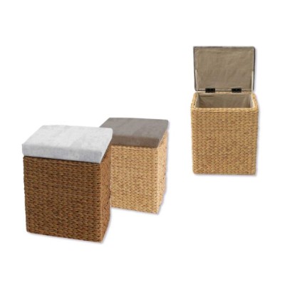 Sgabello contenitore con seduta lime natural cm 45x33x53h