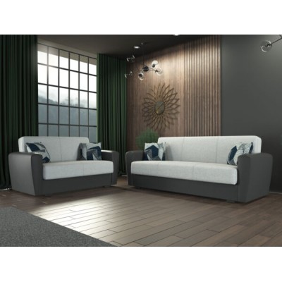 Divano miami 2 posti ecopelle grigio tessuto grigio