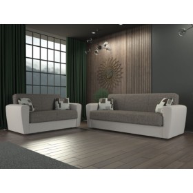 Divano miami 3 posti ecopelle avorio tessuto beige