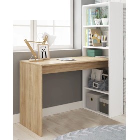 Scrivania con libreria Duplo Bianco Artik e Rovere Canadian