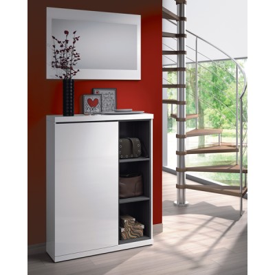 Mobile ingresso con specchio bianco cm.79x25x108h