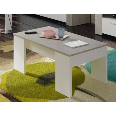 Tavolo caffe elevabile cemento bianco cm.100x50x45h