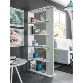 Libreria alida 90x25x180 cemento bianco