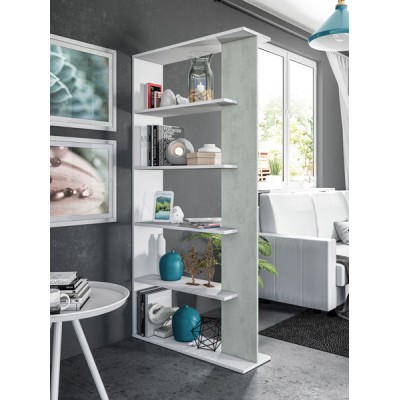 Libreria alida 90x25x180 cemento bianco