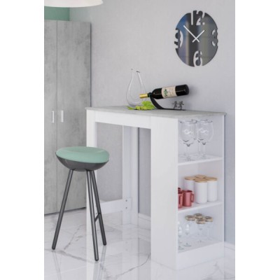 Tavolo alto cucina/bar bianco cemento cm.103x50x150h
