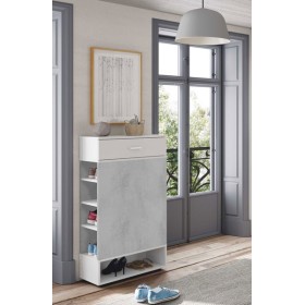 Mobile multiuso 1cassetto bianco cemento cm.67x28x119h