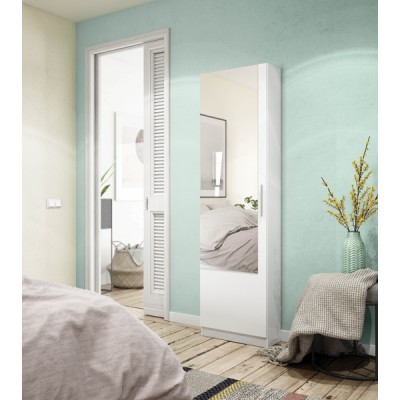 Scarpiera con specchio cm.180hx50x20 bianco