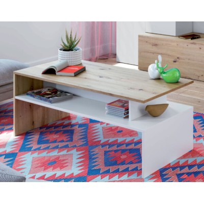 Tavolinetto da caffè Lyra rovere nodi/bianco artik cm 100x50x43h