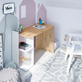 Scrivania ad angolo reversibile rovere nodi bianco cm.98.5x50x77h