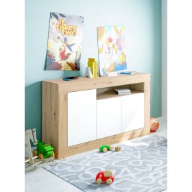 Credenza 3 ante rovere nodi/bianco cm.144x42x87h