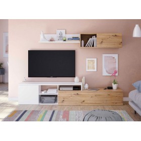 Mobile soggiorno tv rovere nodi bianco cm.221x40x44h