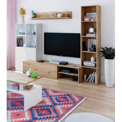 Mobile soggiorno Lyra rovere nodi/bianco artik cm 241x41x180h