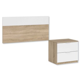 Testiera per letto singolo e comodino Rovere Canadian - Bianco Artik