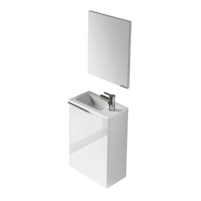 Mobile bagno c/lavabo cm.40x22x58h 1anta con sportello laccato bianco