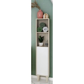 Colonna sospesa bagno cm.30x25x150h 1anta e 2ripiani rovere/bianco