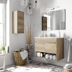 Mobile bagno cm.80 sospeso rovere nordico 2antine 1ripiano