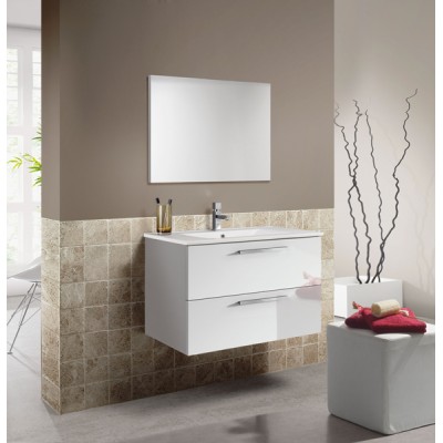 Mobile bagno sospeso 80x46x58h bianco 2cassetti lavabo e specchio