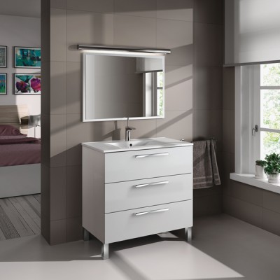 Mobile bagno 80x45x86h 3cassetti bianco lucido