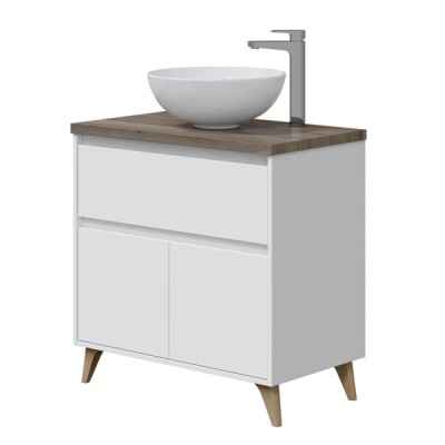 Mobile bagno cm.80 lavabo ovale bianco olmo