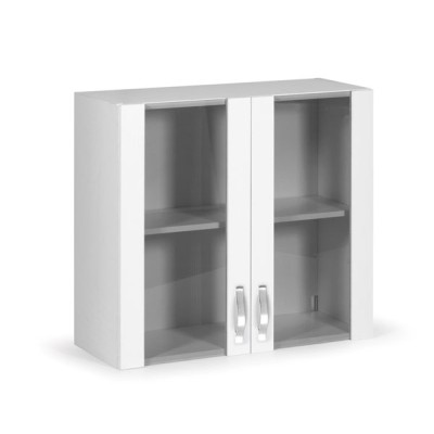 Vetrina pensile 80 cm bianco frassinato